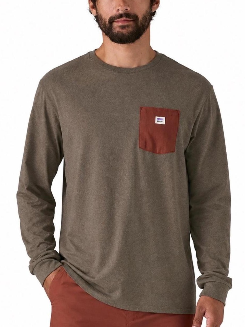 NWT Patagonia Shop Sticker Long Sleeve T-Shirt | Marlow Brown | Size S